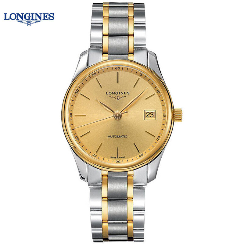 瑞士浪琴(longines)手表名匠系列自动机械男士腕表38.5mm.57.7镶钻间金黑盘_1 L2.628.5.32.7条形间金金盘