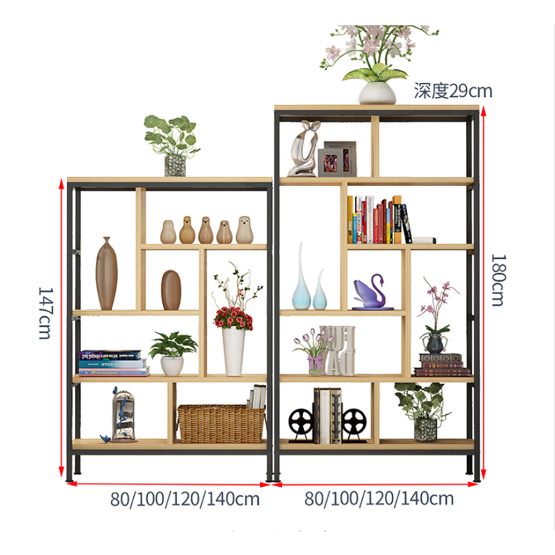 三能 办公家具人造板铁艺隔断置物架客餐厅装饰柜玄关屏风现代简约工业风落地书架 隔板置物架