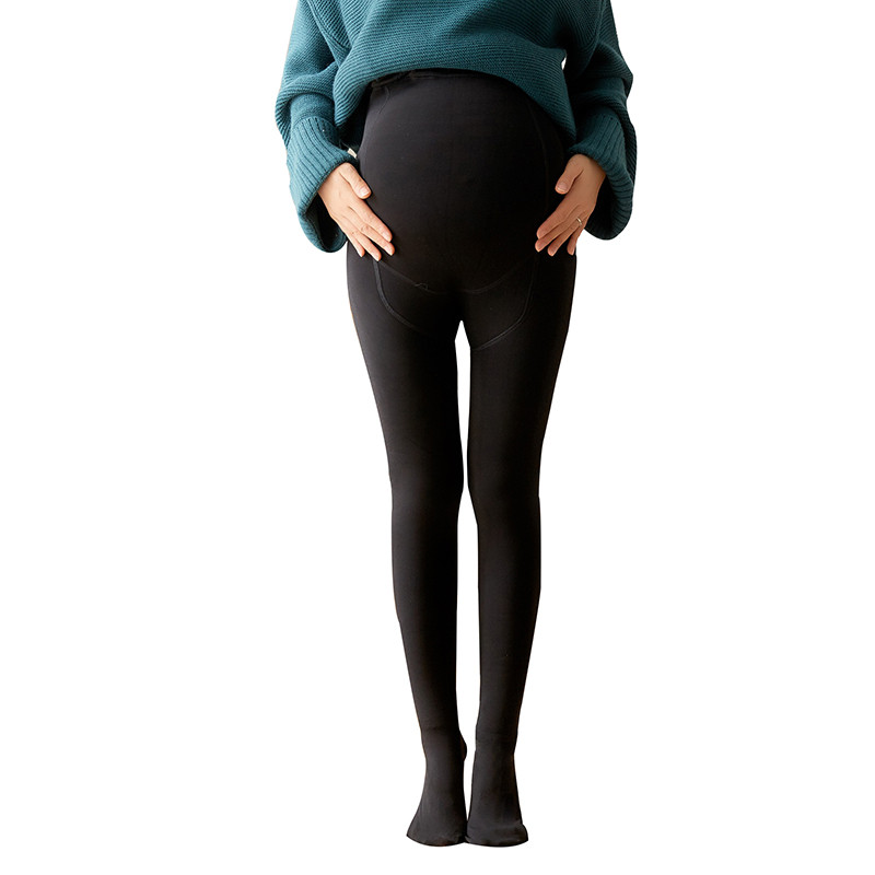 无畏衣衣2020新款女冬装韩版孕妇保暖打底裤加绒加厚连裤袜孕妇棉裤冬季一体裤托腹裤子 黑色踩脚（加绒加厚） 均码