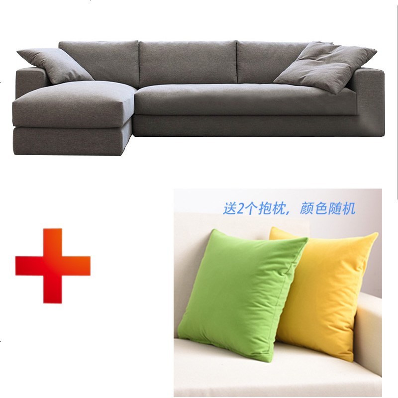 布艺沙发客厅简约现代北欧松木乳胶组合可拆洗大小户型整装家具_509_932 双+单+右妃（3.6m）海绵款_套餐4_沙发