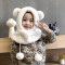婴儿宝宝帽子围巾一体套装冬季儿童连帽围脖男童女童护耳帽加绒通用简约婴童帽子 S〔适合1-5岁宝宝〕可调节 白色