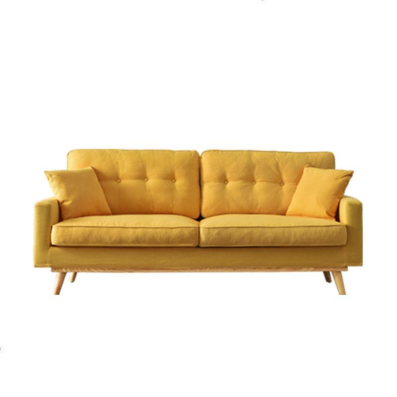 北欧风格布艺沙发现代简约家具客厅小户型可拆洗乳胶双三人位组合 单人_柠檬黄