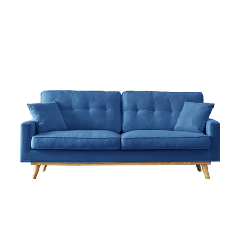 北欧风格布艺沙发现代简约家具客厅小户型可拆洗乳胶双三人位组合 三人_蓝色