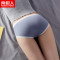 南极人内裤女纯棉日系可爱学生底裤中腰螺纹棉少女无痕三角短裤头 XL N1004纯色皮筋无痕-D组：黑+浅蓝+肤+浅紫（4条）