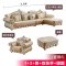 欧式真皮沙发客厅小户型转角贵妃整装简欧实木皮沙发组合家具_215_124 组合_三人+单人+贵妃+双扶手+脚踏