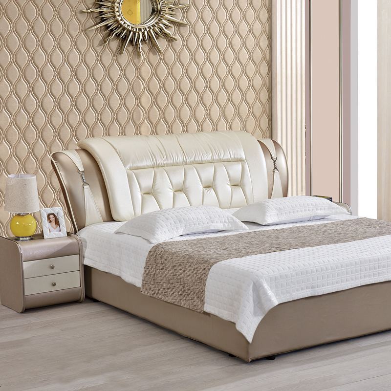 新款床头板软包欧式经济型靠背板1.8米双人床头板简约真皮床头 1800mm*2000mm_601-1