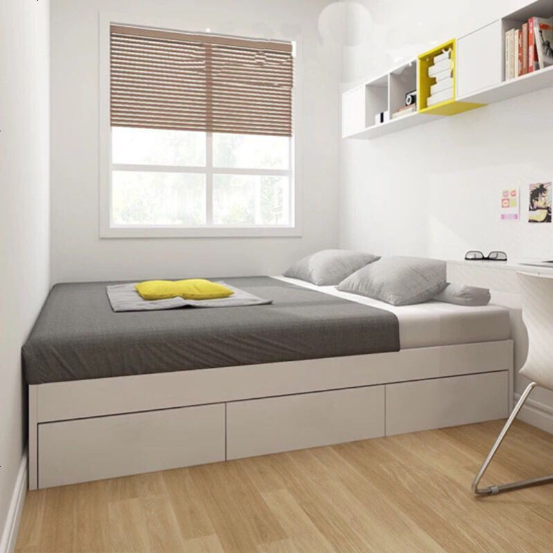 日式榻榻米储物高箱床1.2m1.5m1.8m单双人床板式无床头抽屉床定制 1350mm*2000mm_3抽屉【床】_组装式箱体床