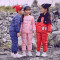 【上衣+裤子可开档】2018新款羽绒服加厚套装男女童宝宝保暖服大象套装 90码建议身高70-80 藏青色套装