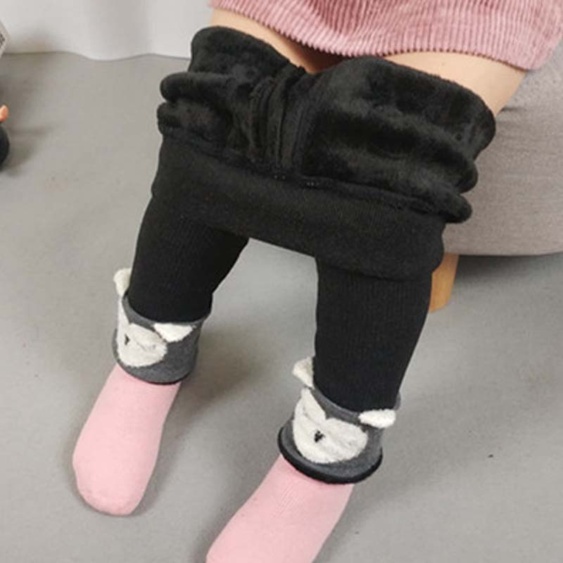 1-3岁女童宝宝冬季连裤袜加绒加厚婴儿加绒打底保暖裤可开档通用简约清新婴童袜裤 大码两用档高（83-95CM） 深灰色【宝宝桃心一体绒】