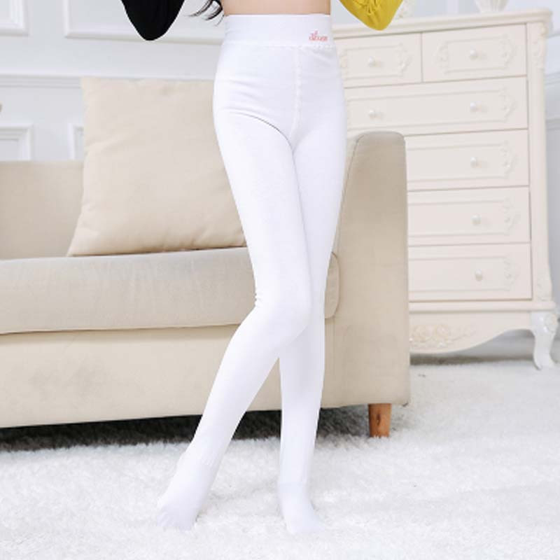 儿童连裤袜秋冬款加厚 白色舞蹈袜裤毛圈 女童打底袜踩脚秋款通用简约清新袜裤 建议身高95-110CM 白色【克拉绒款】【连裤袜】