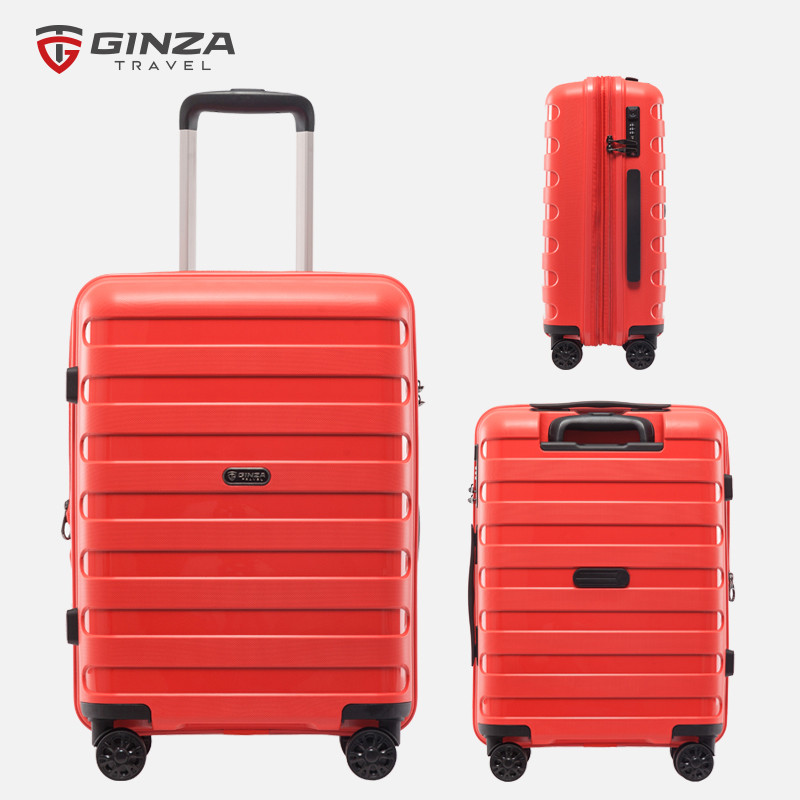 【银座】行李箱拉杆箱万向轮 20寸PP硬箱女 时尚防刮旅行箱可扩展 28寸 橙色