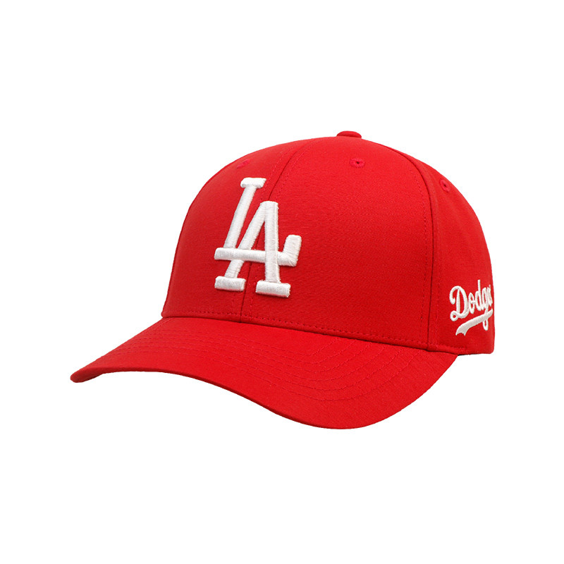 MLB美职棒棒球帽LA道奇队潮流时尚男女款鸭舌帽情侣可调节遮阳帽子侧标字母 红色32CP36811-07R