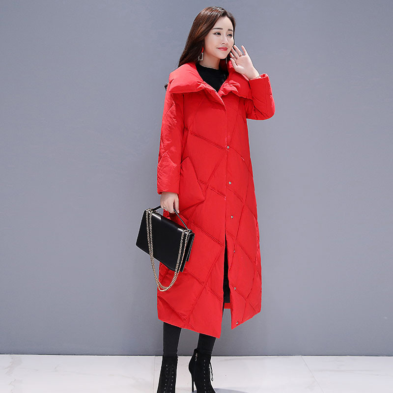 宽松显瘦棉衣女2018冬季新款中长款加厚羽绒棉服外套韩版过膝棉袄 XXXL 红色
