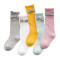 儿童堆堆袜女童过膝长袜春秋冬韩版宝宝高筒中筒花边推推袜通用简约婴童袜子 S（13-15cm）约2-4岁 白色+灰色+粉色