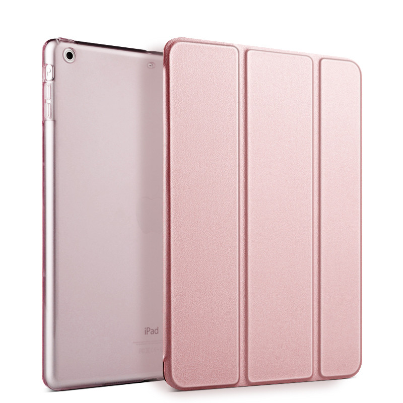 酷猫 ipad Air保护套 轻薄三折视频支架智能休眠 苹果平板电脑 IPAD5皮套全包防摔 Air保护外壳 玫瑰金-Air2