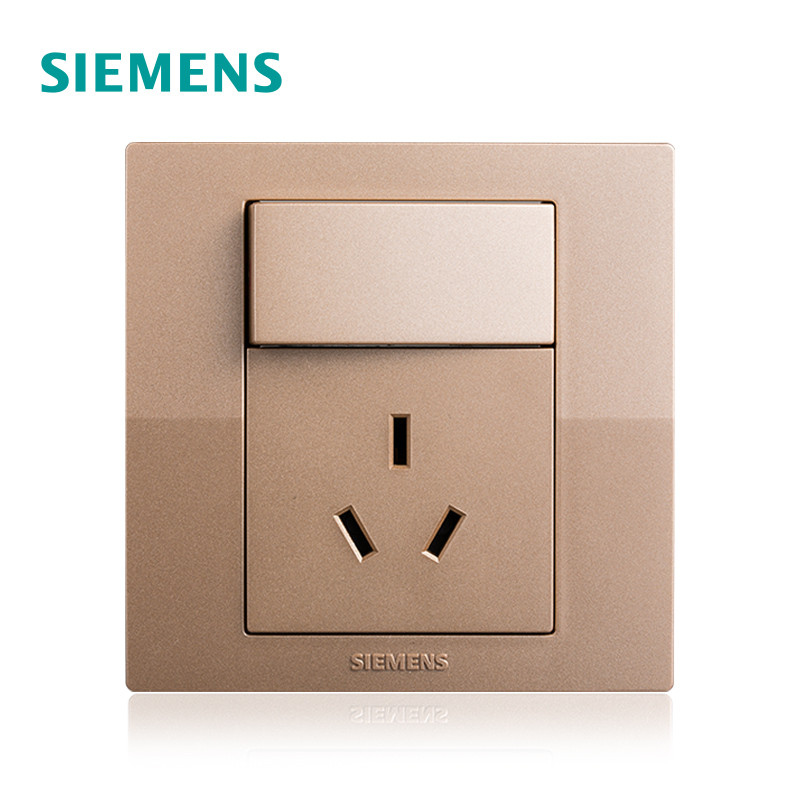 西门子（SIEMENS）开关电源插座面板悦动香槟金五孔USB一开带16A空调86型家用墙壁 一开10A三孔 悦动香槟金系列