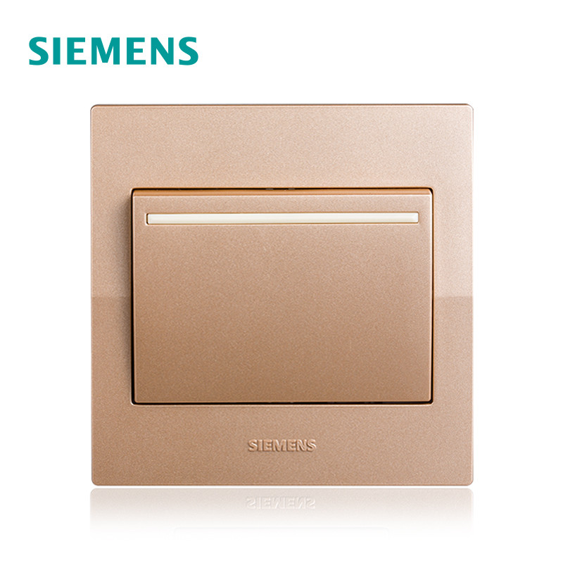 西门子（SIEMENS）开关电源插座面板悦动香槟金五孔USB一开带16A空调86型家用墙壁 一开单控带荧光 悦动香槟金系列