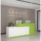 前台接待台简约现代时尚超市收银台迎宾吧台桌大气烤漆转角柜台桌_33_229 哑光绿配白右高_120x60x100cm