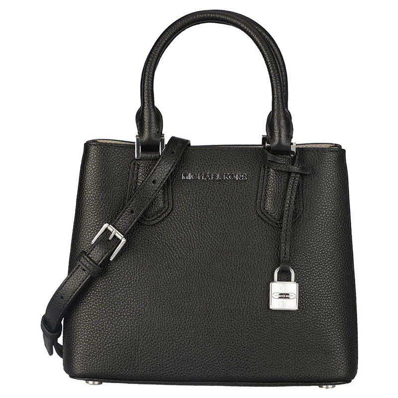 MICHAEL KORS 迈克·科尔斯 ADELE系列女士黑色皮质手提单肩斜挎包 MK女包 黑色