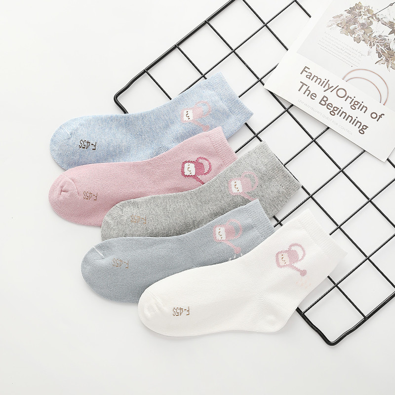 红豆居家(Hodohome)2018年冬季中大童袜男童女童四季可穿B类棉质中筒袜5双装 510色系 14cm-16cm