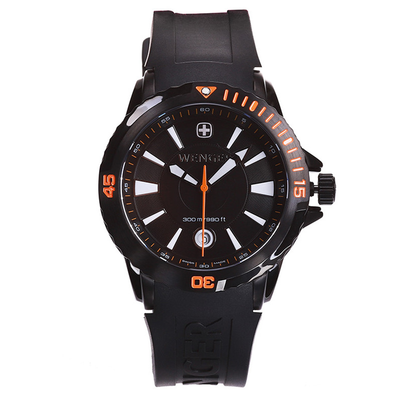 威戈Wenger瑞士原装中性男女士手表时尚潮流简约休闲运动防水中性石英手表男女 78275 黑色