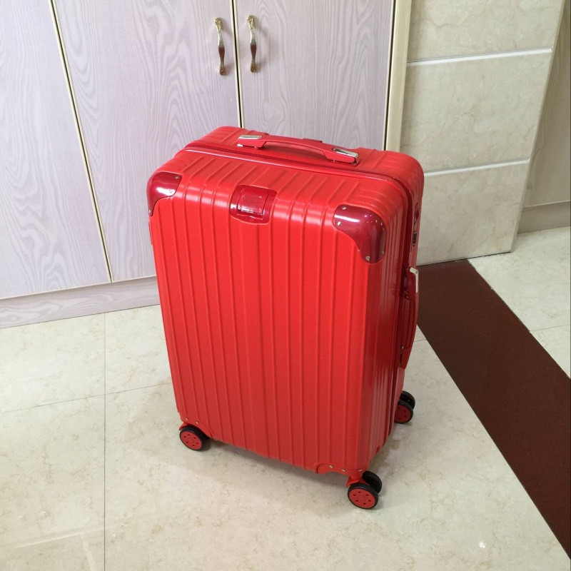 结婚箱子行李箱新娘陪嫁箱婚庆旅行箱结婚皮箱密码箱大红色拉杆箱_12 22寸 拉丝红静音飞机轮