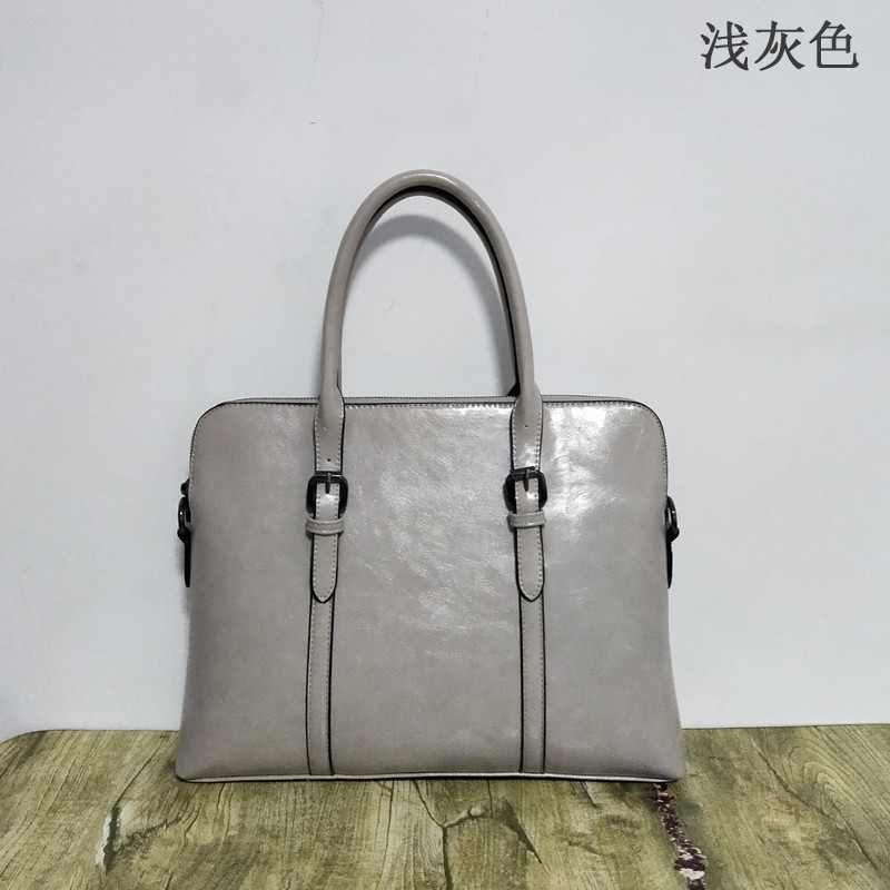 OL通勤商务女士公文包包2018新款手提包文件大包简约气质职业女包_5 浅灰色