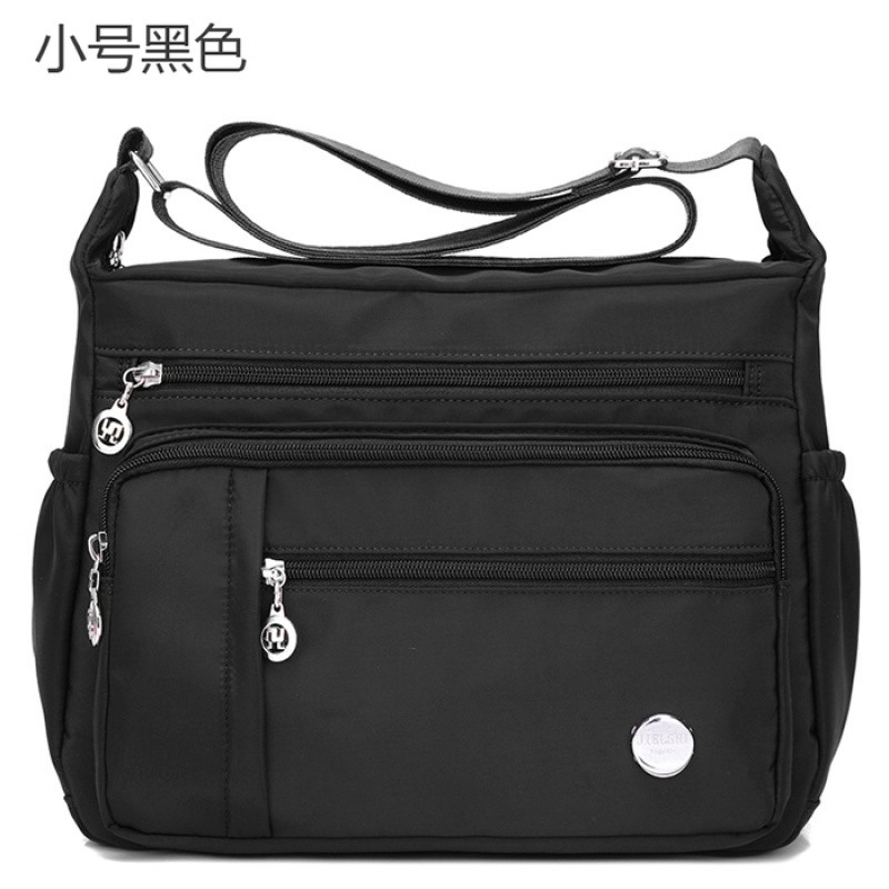 2018新款中年女包女士包包尼龙牛津纺帆布包单肩斜挎包防水妈妈包_38 小号黑色小