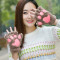 2018新熊掌暴爪手套秋冬女可爱卡通绣花猫爪半指加绒手套加厚保暖_2 c041半指黑