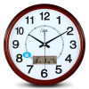 康巴丝挂钟创意钟表日历挂表客厅时钟大静音客厅墙壁钟个性石英钟(b04)_14英寸（直径35.5厘米） 2473咖木白