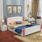 艾帛利(AIBOULLY) 床 实木床 双人床1.5米1.8米 简约现代松木床 白色卧室家具木质全纯实木床 1.8x2.0实木床带抽屉+2个床头柜（颜色备注）