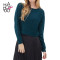 haoduoyi秋季甜美学院风套头针织衫纯色时尚长袖短款女士毛衣 XL 蓝色