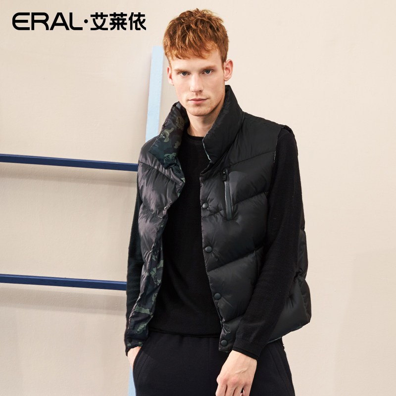 ERAL/艾莱依两面穿羽绒马甲男2018 170/92A/M 黑色