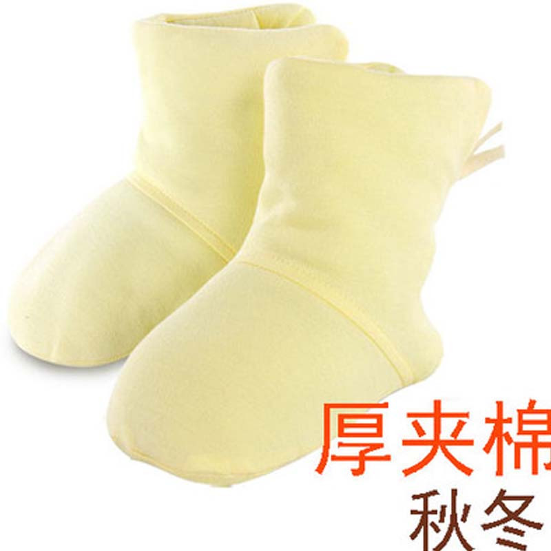 睡觉鞋子婴儿童分腿睡袋脚套宝宝春秋冬季厚鞋袜套通 用简约小清新婴童脚套 长16Cm（1-4岁-脚长15CM以下） 秋冬季-黄色-厚夹棉-秋冬季