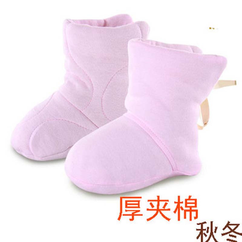 宝宝脚套婴儿分腿睡袋用脚套春秋冬季婴幼儿童睡觉鞋袜套简约小清新婴童脚套 大码底长19Cm（3-7岁） 粉色厚夹棉（秋冬款）