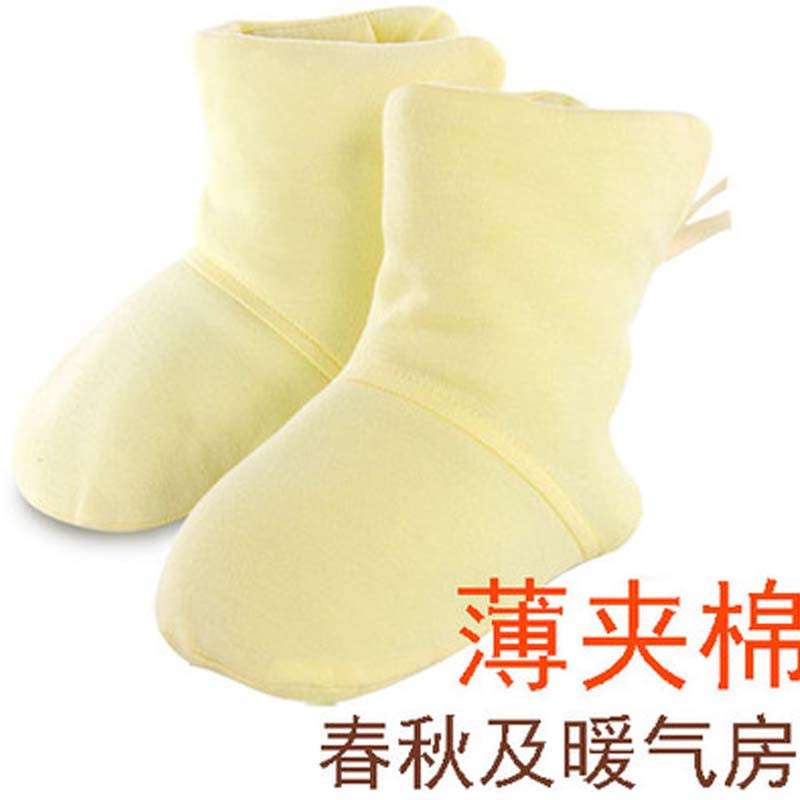 宝宝脚套婴儿分腿睡袋用脚套春秋冬季婴幼儿童睡觉鞋袜套简约小清新婴童脚套 中码底长16cm（1-3岁） 黄色薄夹棉（春秋暖气房）