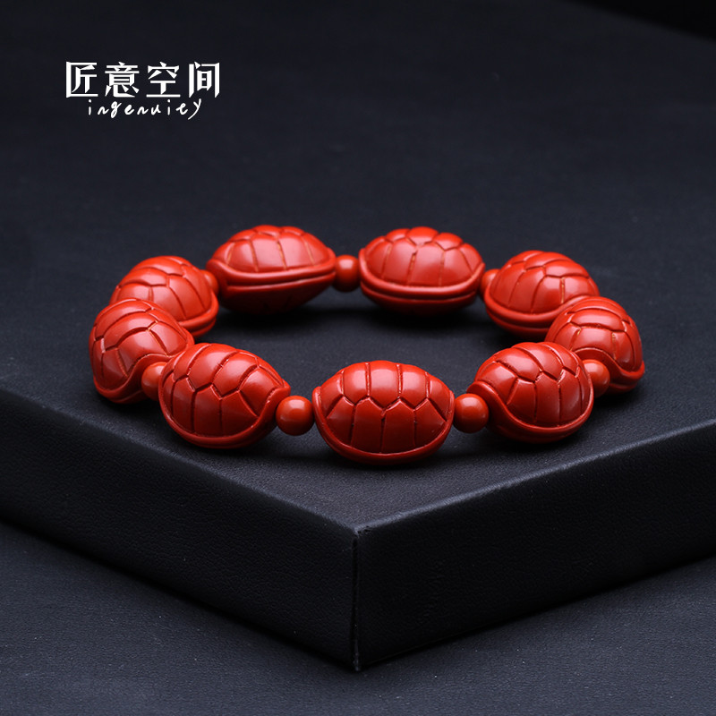 天然原矿朱砂(红砂)富甲手链 15X18mm