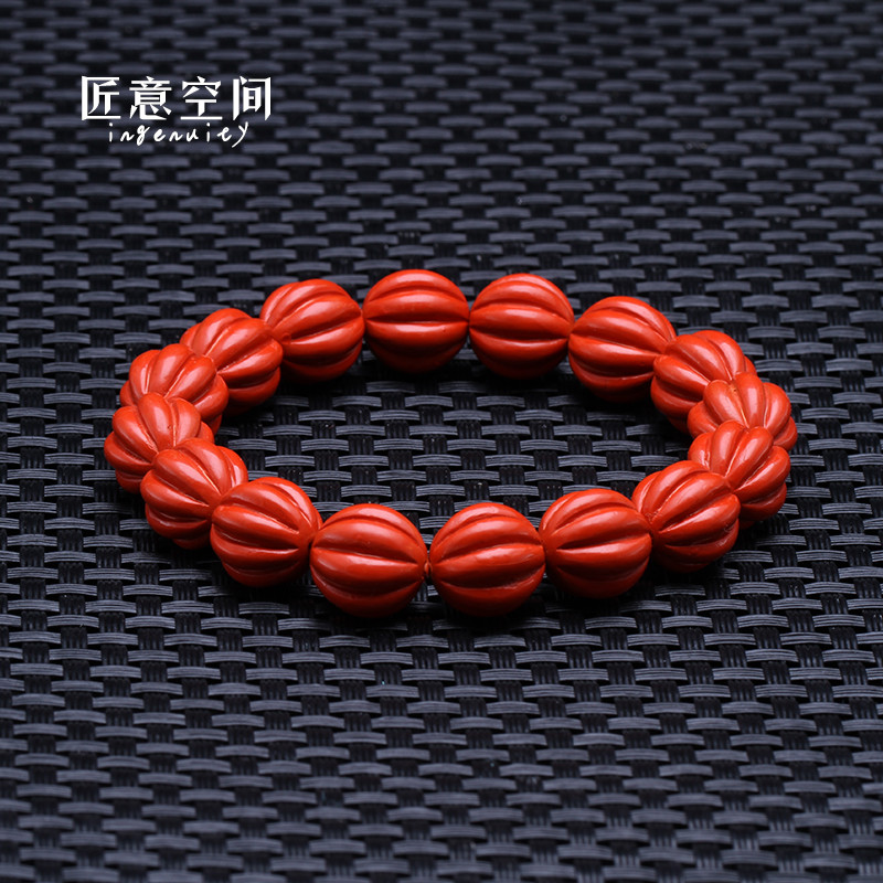 天然原矿朱砂(红砂)瓜珠12mm手链 12mm手链