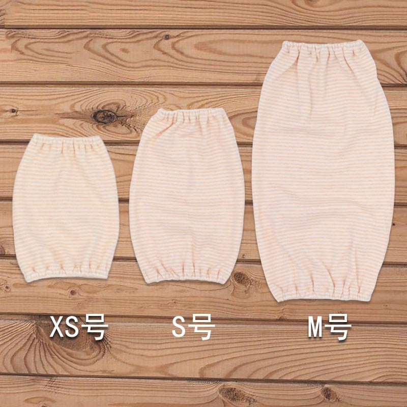 婴儿袖套棉秋冬小孩护肘短儿童袖套护袖棉可爱男女宝宝手臂冬季配饰手套 袖套 浅棕色【细】条纹（M码）
