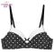 珀依兰 无钢圈蝴蝶结圆点少女文胸 小胸一片式两排扣内衣_694_378 贵族黑 85A