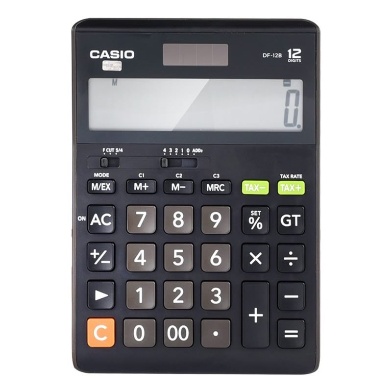 卡西欧（CASIO） DF-12B经典黑色电子财务台式计算器12位数商务型办公计算机 双重电源 2个装