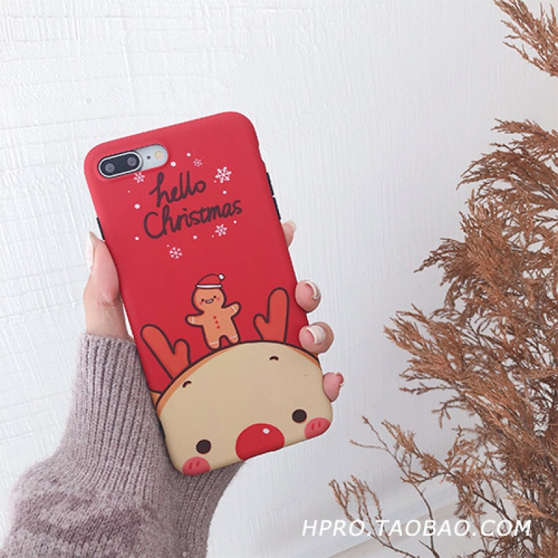 圣诞卡通6s苹果x手机壳XSMax/XR/iPhoneX/8plus/7p女款iphon iPhoneX/XS大头麋鹿
