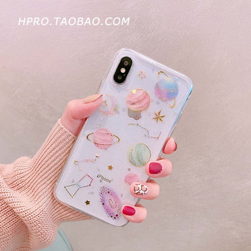 网红星空6s苹果x手机壳XSMax/XR/iPhoneX/8plus/7p女款iphon_1 iPhoneX/XS透明