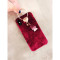 酒红毛绒布苹果Xs冬天7/8plus流苏iphoneX手机壳max爱心挂件6sp软 6plus(大屏)酒红毛绒爱心挂件三包边软壳