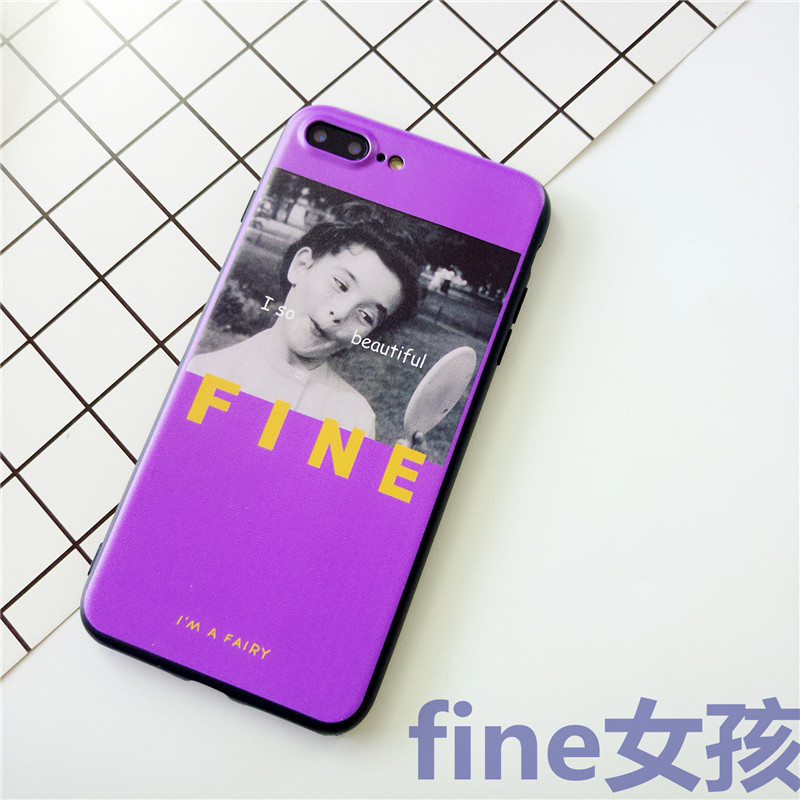 日系萌可爱卡通苹果8手机壳iPhone7plus/8/6sp/X抖音网红少女ins 苹果6P/6SPfine女孩（黑壳）