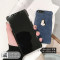 网红同款灯芯绒布刺绣企鹅iPhoneXsMax手机壳7/8plus苹果X硬壳6女 苹果7/8(小屏)绒布蓝底毛绒企鹅半包硬壳