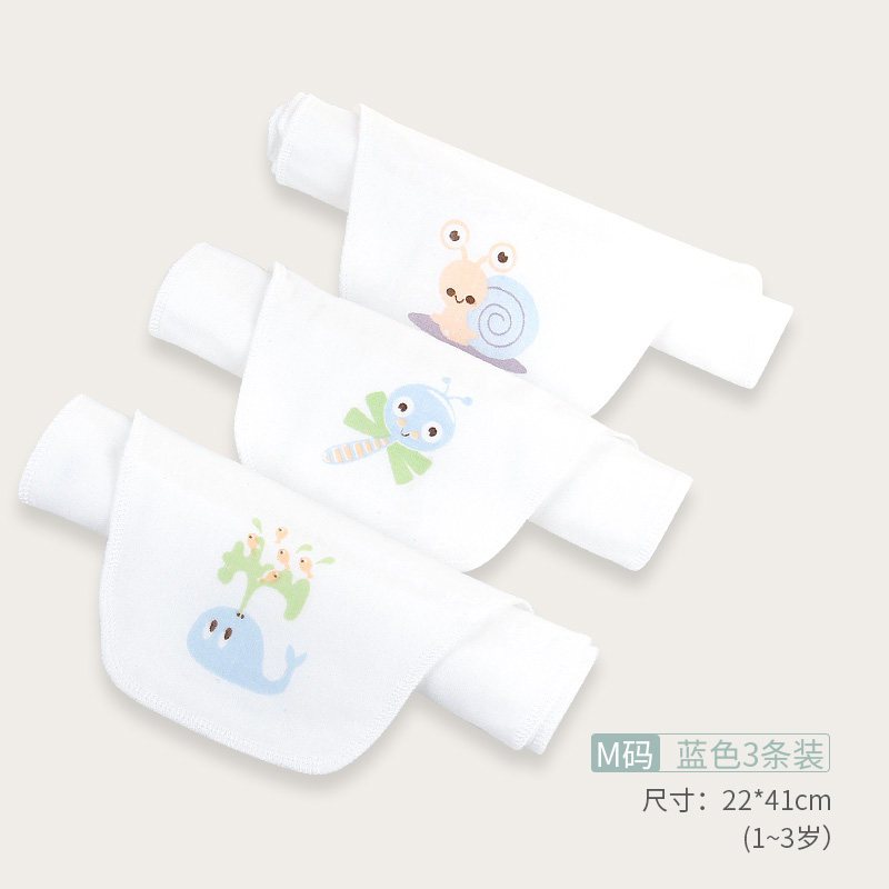 儿童隔汗巾纱布宝宝吸汗巾纯棉0-3岁婴儿垫背巾中大童4-6岁幼儿园 M蓝色3条
