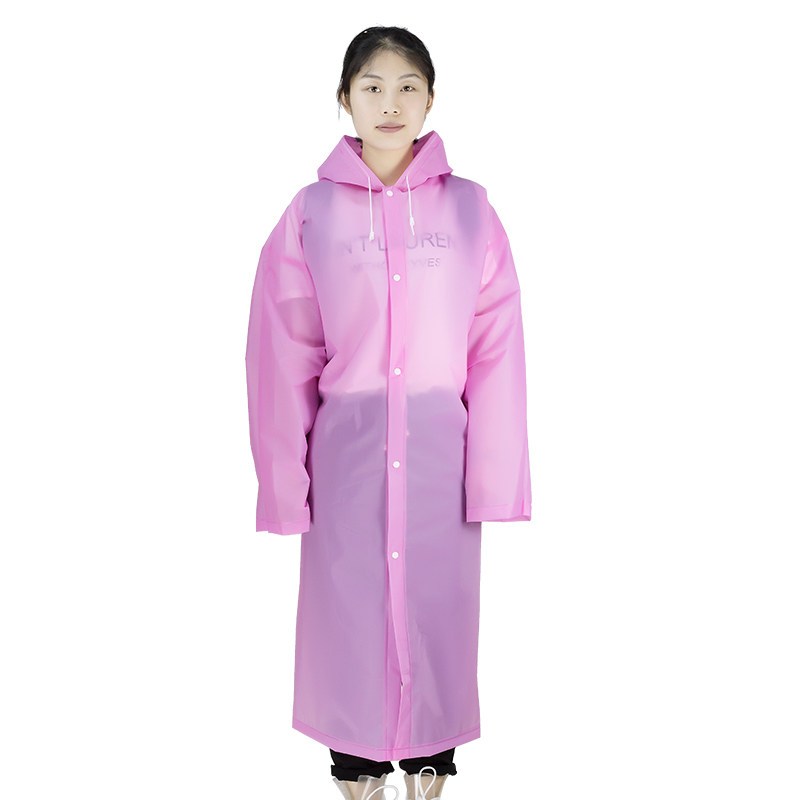 单人旅游透明雨衣成人徒步防水连体男女式户外长款雨披_1 纯-粉红色