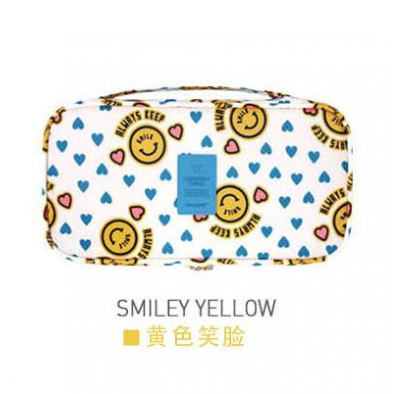 内衣收纳整理收纳袋衣服储物韩版便携旅行文胸包内裤防尘分格盒 三代/黄色笑脸