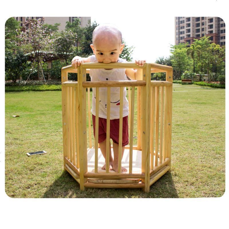 婴儿童宝宝餐椅婴儿实木护栏围栏儿童站桶站栏学站车学步安全站椅_683_560 新款有漆+垫子（高63cm）_通用款3岁内使用